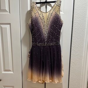 Figure Skating Dress, Purple and Cream, Adult Size Large